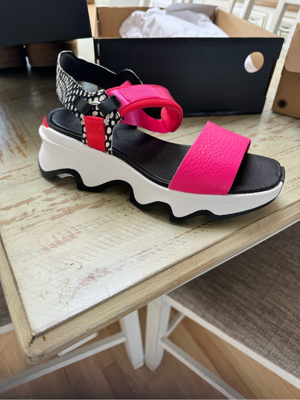 Sorel Women's Hot Pink & Black Platform Sport Sandal
